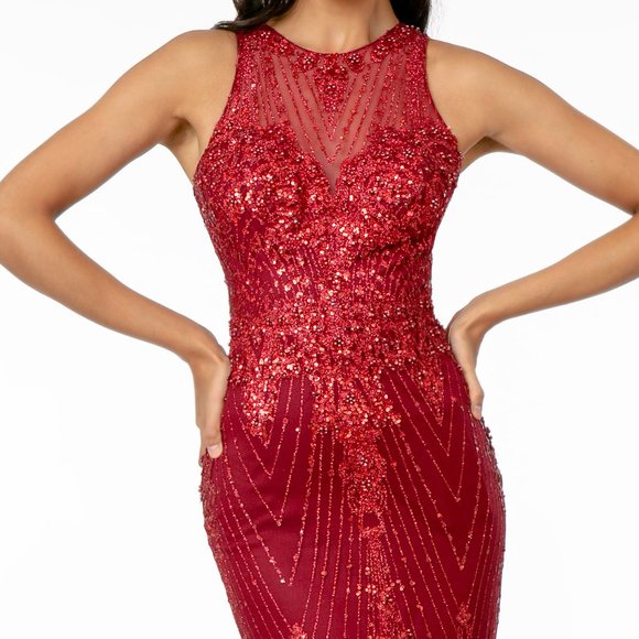 Halter Neck Sequined Mermaid Dress GSGL1822 - Picture 2 of 6